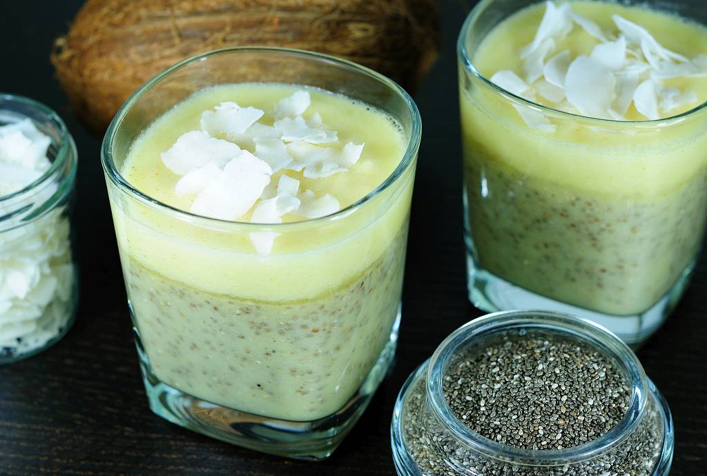 Chia dezert s kokosom a ananásom